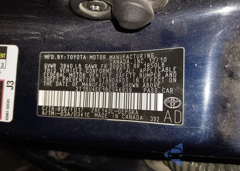 2011 Toyota Corolla S z USA, uszkodzony, nr VIN 2T1BU4EE1BC546839